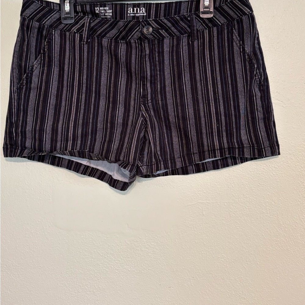 a.n.a Size 12 Black Striped Jean Shorts